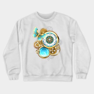 Clock and Gear with Butterfly ( Steampunk ) Crewneck Sweatshirt